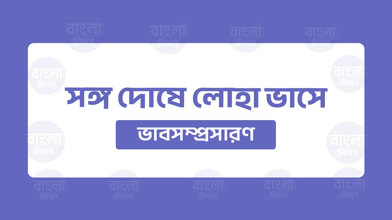 সৎ সঙ্গে স্বর্গবাস অসৎ সঙ্গে সর্বনাশ ভাবসম্প্রসারণ