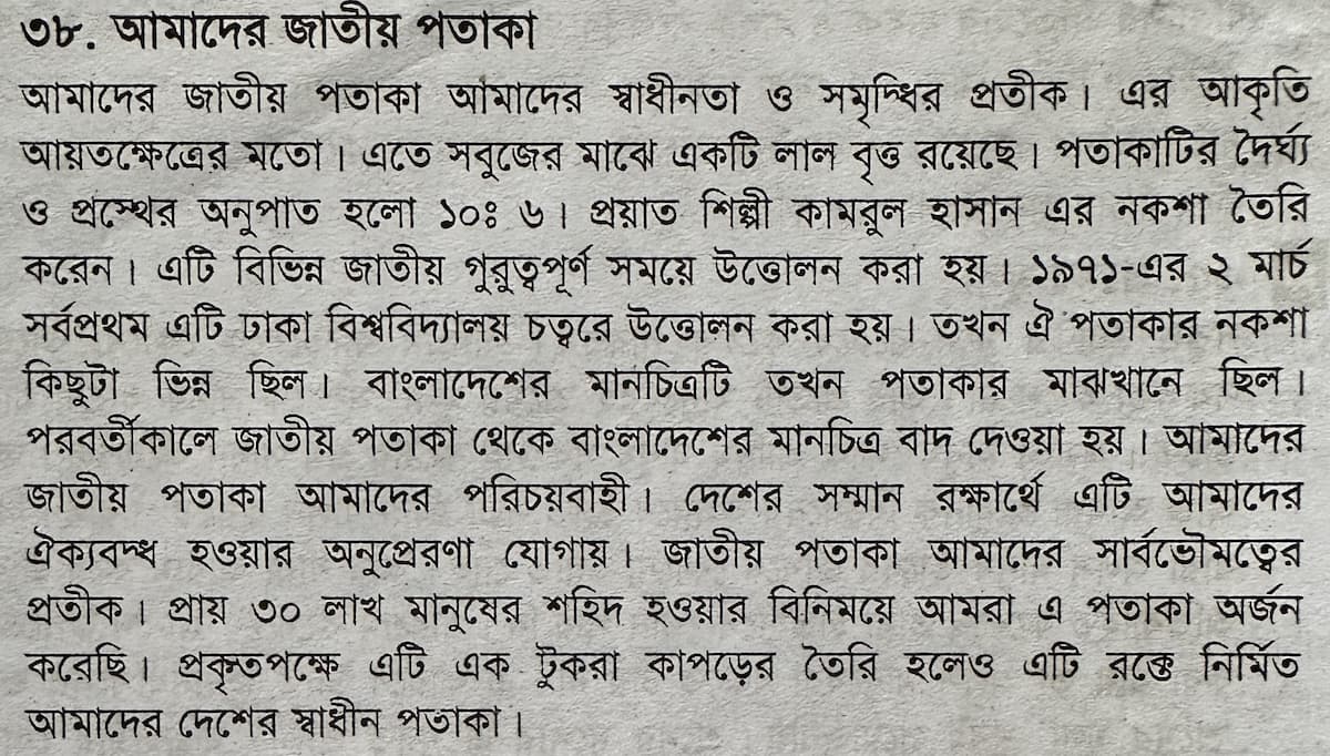 আমাদের জাতীয় পতাকা অনুচ্ছেদ